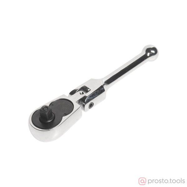 Изображение Трещотка укороченная 1/4" 45-зубцовая на шарнире с фиксацией, с металлической рукояткой, длина 124мм