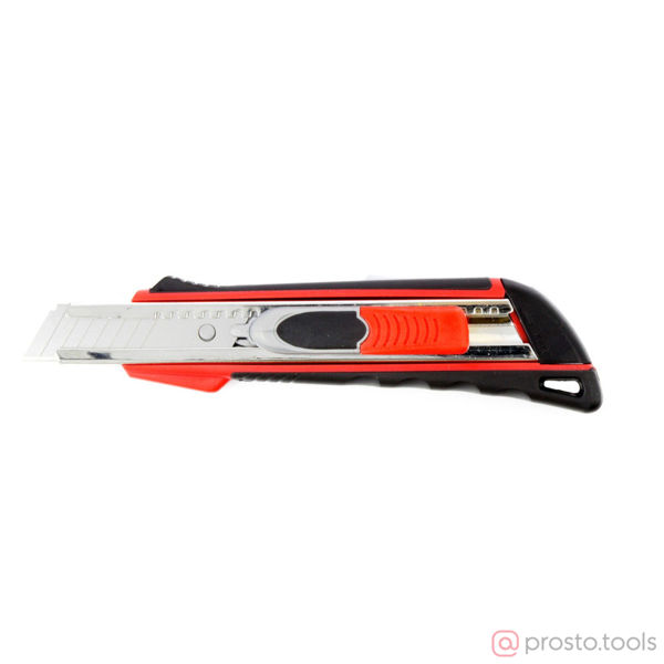Изображение Нож выдвижной сегмен. 18 мм QUICK BLADE" мет. направл., двойная фикс., эргоном. двухком.рук. //MATRI