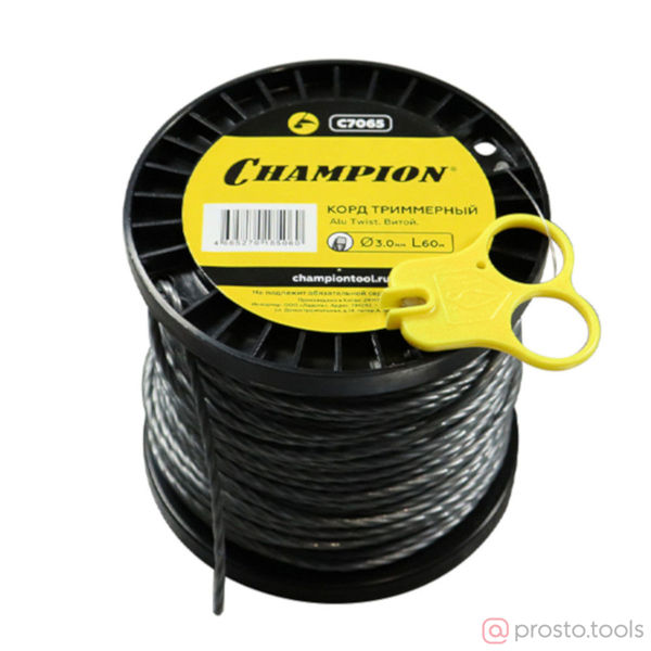 Изображение Леска для триммера 3,0мм 60м Alu Twist (витой)+нож //CHAMPION