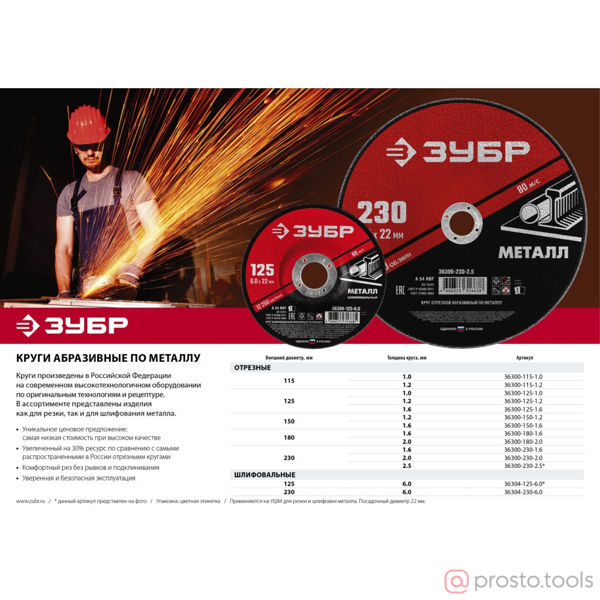 Изображение Круг отр. арм. 180х1,6х22,2 по металлу //ЗУБР