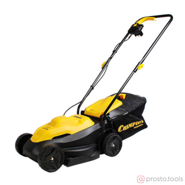 Изображение Газонокосилка эл. CHAMPION EM3411 (1 кВт пласт+ткань 30л шир.320мм выс.25-65мм, 6,4кг)