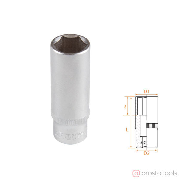Изображение Головка торц. 1/4" 13мм 6-гран. глубокая //AFFIX