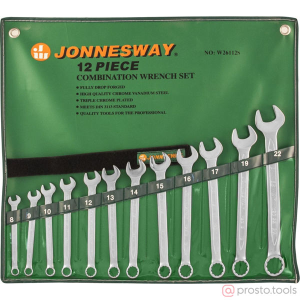 Изображение Набор ключей комб. 8-22мм 12шт. в сумке W26112S //JONNESWAY