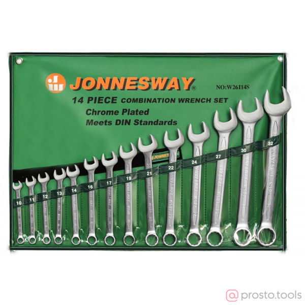 Изображение Набор ключей комб. 10-32мм 14шт. в чехле W26114S //JONNESWAY
