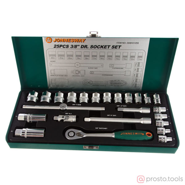Изображение Набор головок 3/8" 6-22 мм 6 гран. 25 пред. S04H3125S //JONNESWAY