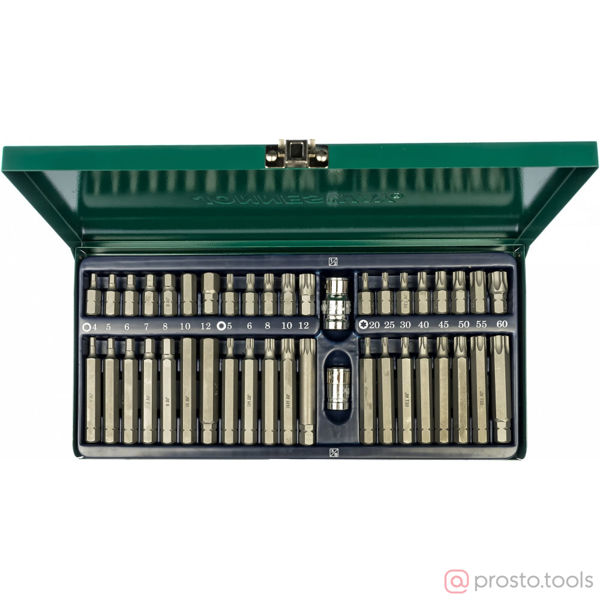 Изображение Набор вставок (бит) 10 мм, TORX, SPLINE, HEX, 42 предмета S29H4142SM //JONNESWAY