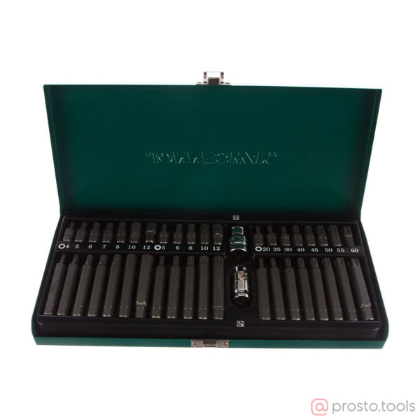 Изображение Набор вставок (бит) 10 мм, TORX, SPLINE, HEX, 42 предмета S29H4142SM //JONNESWAY