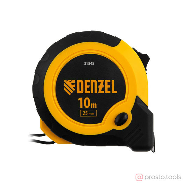 Изображение Рулетка 10м*25мм двухкомп. корпус, кнопка-пауза //DENZEL