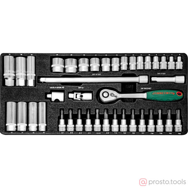 Изображение Набор головок 3/8" 6-24 мм с трещоткой 41 пред. S04H3141S //JONNESWAY