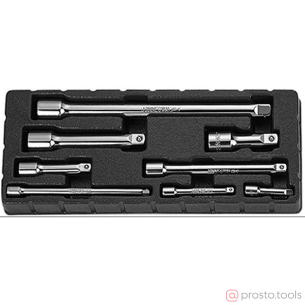 Изображение Набор удлинителей 1/4", 3/8", 1/2"DR, 50-250 мм, 8 предметов S28H08S //JONNESWAY