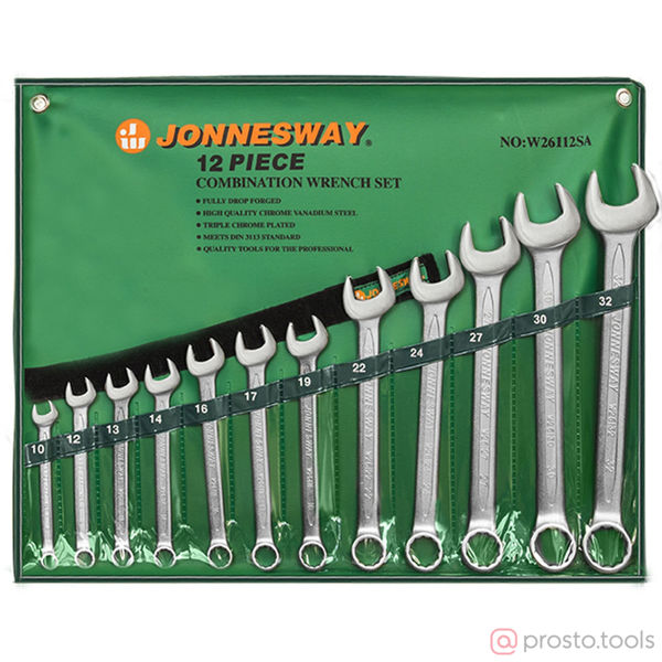 Изображение Набор ключей комб. 10-32мм 12шт в чехле W26112SA //JONNESWAY