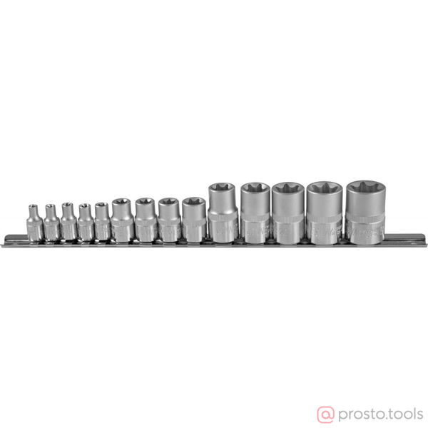 Изображение Набор головок 1/2"&3/8"&1/4" Е4-E24 TORX 14 пред. на держателе S06H414S //JONNESWAY