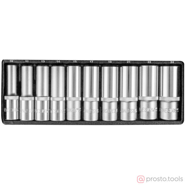 Изображение Набор головок 1/2" 10-24 мм 6 гр. 11 пред. глубоких S04HD411S //JONNESWAY