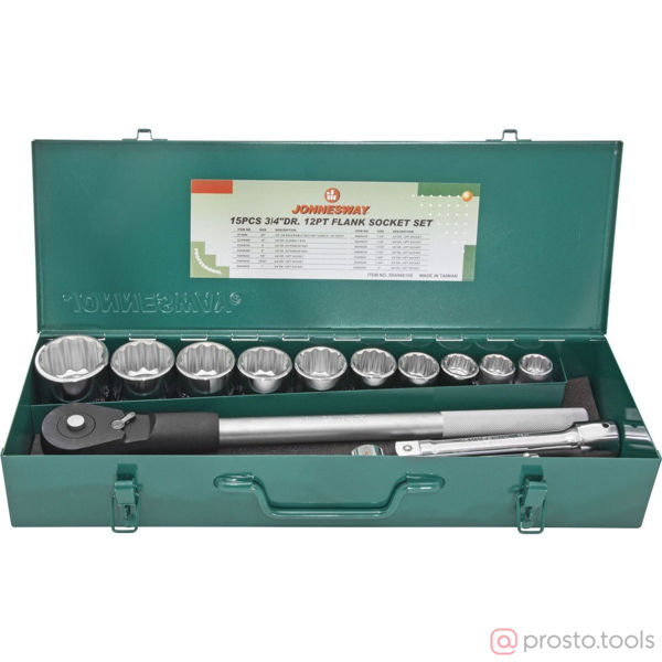Изображение Набор головок 3/4" 7/8"-2" 12 гран. 15 пред. S04H6615S (S04H6415S) //JONNESWAY