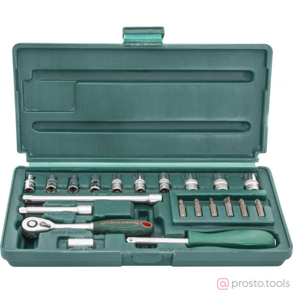 Изображение Набор головок 1/4" 4-13 мм 6 гр. 21 пред. с трещоткой S04H2721S //JONNESWAY