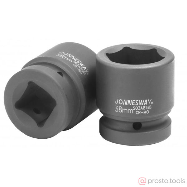 Изображение Головка ударная 1" 38мм 6-гран. S03A8138 //JONNESWAY