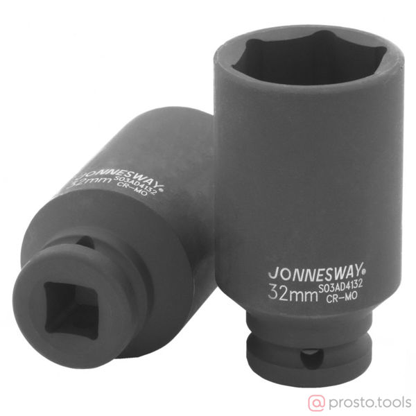 Изображение Головка ударная 1/2" 32мм 6-гран. глубокая S03AD4132 //JONNESWAY