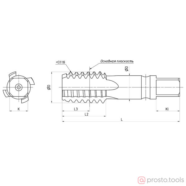 Изображение Метчик м/р конический K5/8" 14 ниток К (NPT) HSS исп2 "Русский Инструмент"