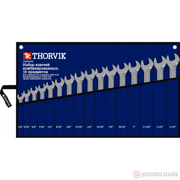 Изображение Набор ключей комб. дюйм. 1/4-1-1/4" 16шт. сумка CWIS0016 //THORVIK