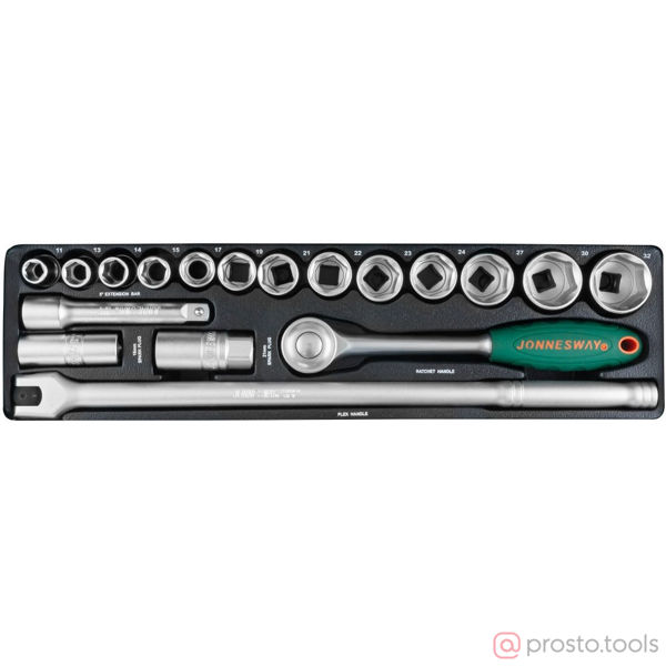 Изображение Набор головок 1/2" 11-32 мм 6 гр. 19 пред. S04H419S //JONNESWAY
