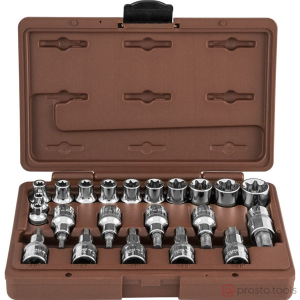 Изображение Набор головок и насадок с вставками 1/2"&3/8" E6-E24, T20-T70 22 пр. TORX® 953222 //OMBRA