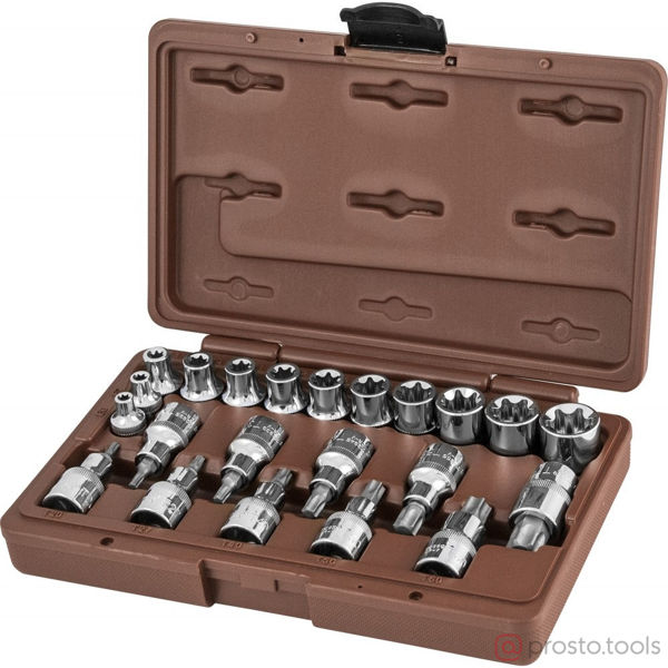 Изображение Набор головок и насадок с вставками 1/2"&3/8" E6-E24, T20-T70 22 пр. TORX® 953222 //OMBRA