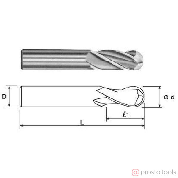 Изображение Фреза концевая ц/х радиусная 4х14х51 ВК8 Z=3 R-2,0 "CNIC" (шт)
