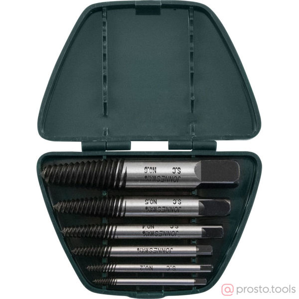 Изображение Набор экстракторов 6 пр. 1/8"-3/4" для шпилек AG010048 //JONNESWAY