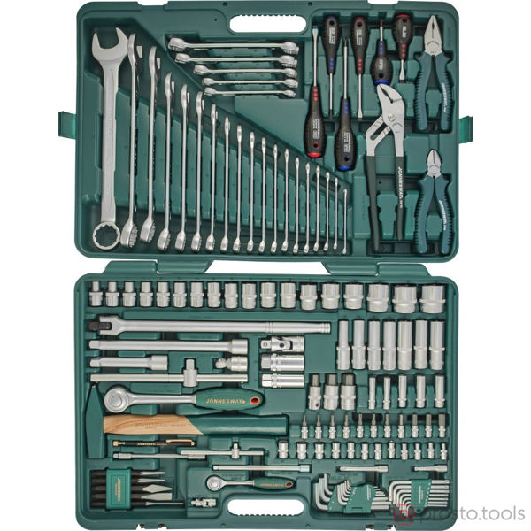 Изображение Набор инструмента 128 пр. пласт. кейс 1/4", 1/2" DR S04H524128S //JONNESWAY