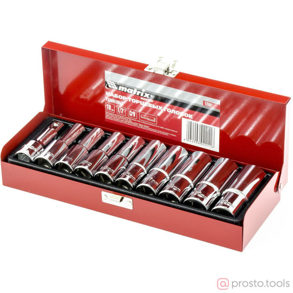 Изображение Набор головок 1/2" 10-22 мм 6 гр. 10 пред. удл. MATRIX MASTER