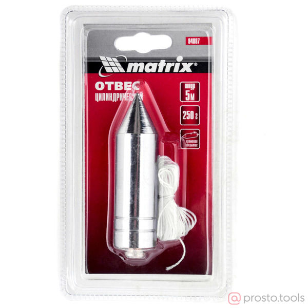 Изображение Отвес цилиндрический, 250 г, шнур 5 м// Matrix