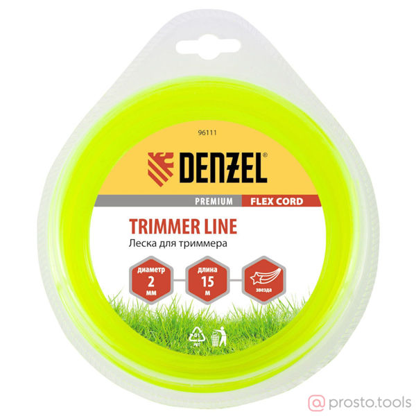 Изображение Леска для триммера 2,0мм 15м звезда FLEX CORD //DENZEL