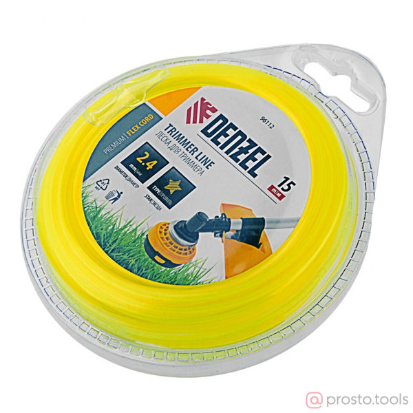 Изображение Леска для триммера 2,4мм 15м звезда FLEX CORD //DENZEL