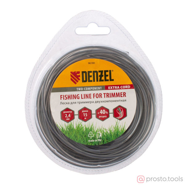 Изображение Леска для триммера 2,4мм 15м круглая двухкомпонентная FLEX CORD //DENZEL