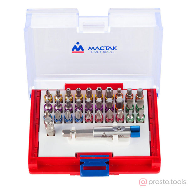 Изображение Набор вставок (бит) 1/4" TORX, HEX, PZ, PH, SLOT, 32 предмета (МАСТАК)