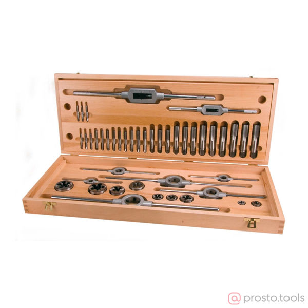 Изображение Набор метчиков и плашек 1/4"-1" UNC HSS-G 44пр. //RUKO