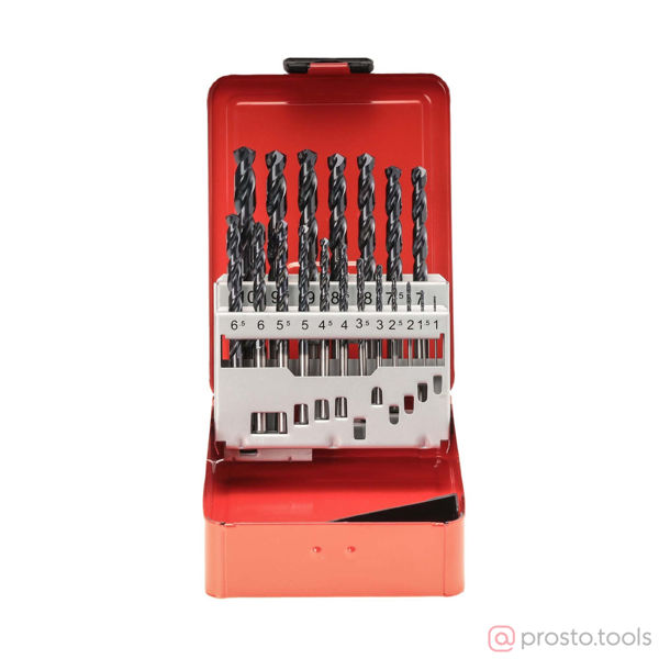 Изображение Набор сверл по металлу 1-10мм 19шт HSSE-Co8 TiALN 130° DIN338 281214EF //RUKO