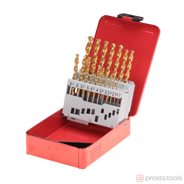 Изображение Набор сверл по металлу 1-10мм 19шт HSS-G TiN 130° TL3000 DIN338 258214T //RUKO