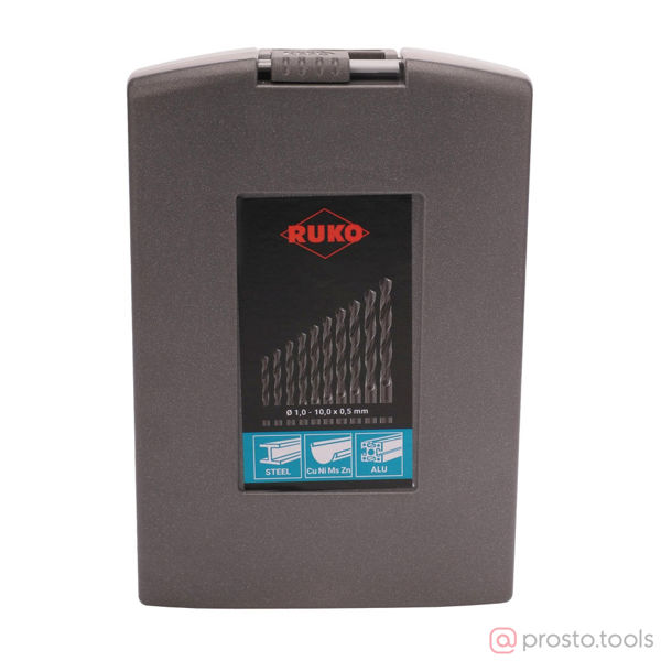 Изображение Набор сверл по металлу 1-10мм 19шт HSS-R 118° DIN338 205212RO //RUKO