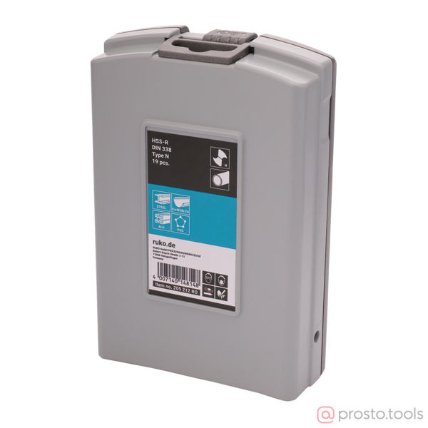 Изображение Набор сверл по металлу 1-10мм 19шт HSS-R 118° DIN338 205212RO //RUKO