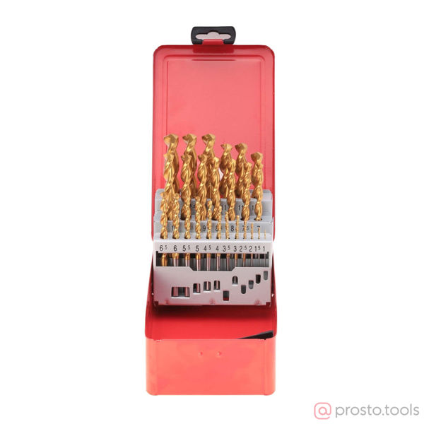 Изображение Набор сверл по металлу 1-13мм 25шт HSS-G TiN 130° TL3000 DIN338 258215T //RUKO