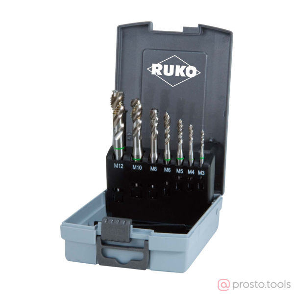 Изображение Набор метчиков M3-M12 машинных HSSE DIN371/376 7пр 245062RO //RUKO