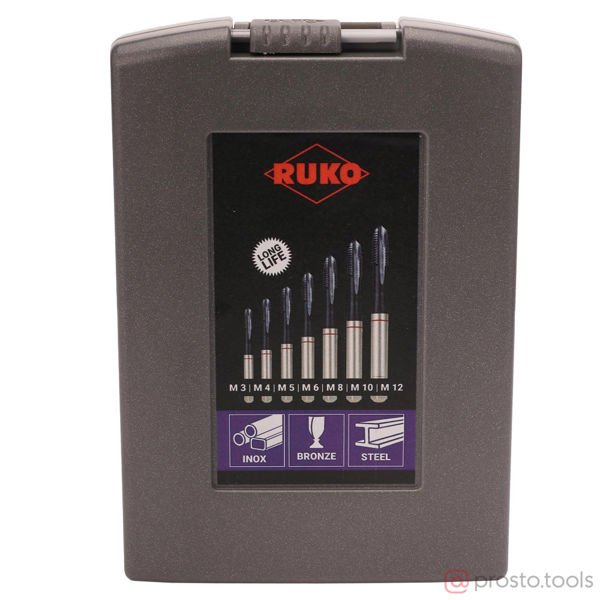 Изображение Набор метчиков M3-M12 машинных HSSE-TiALN DIN371/376 7пр 245068RO //RUKO