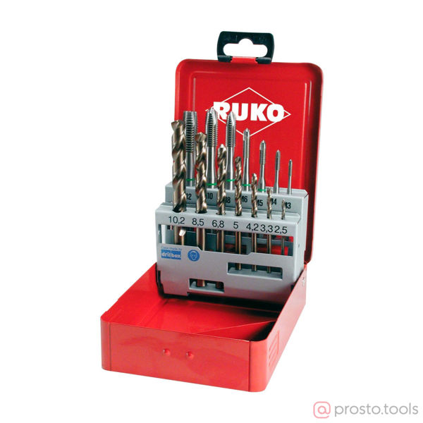 Изображение Набор метчиков M3-M12 машинных HSSE DIN371/376 14пр 245051 //RUKO