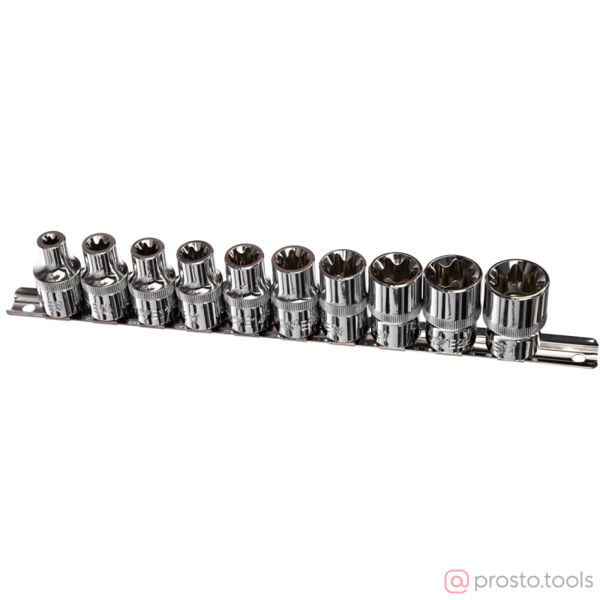 Изображение Набор головок TORX E8-E24 1/2" 10 предметов 912610 //OMBRA