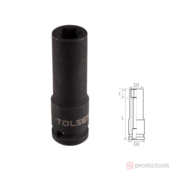 Изображение Головка ударная 1/2" 13мм 6-гран. глубокая //TOLSEN