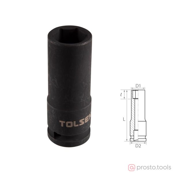 Изображение Головка ударная 1/2" 20мм 6-гран. глубокая //TOLSEN
