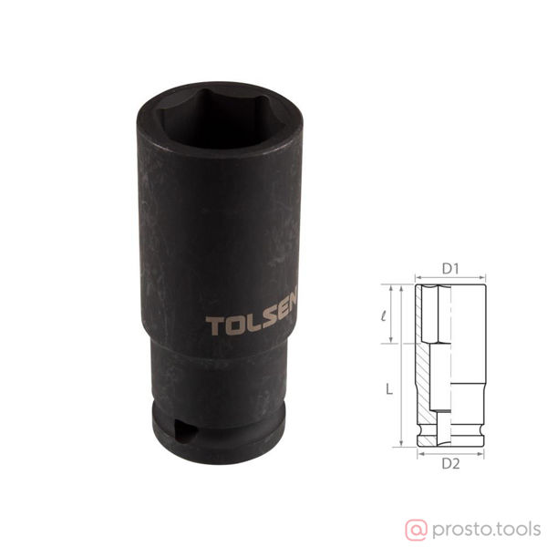 Изображение Головка ударная 1/2" 22мм 6-гран. глубокая //TOLSEN