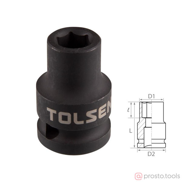 Изображение Головка ударная 1/2" 8мм 6-гран. //TOLSEN