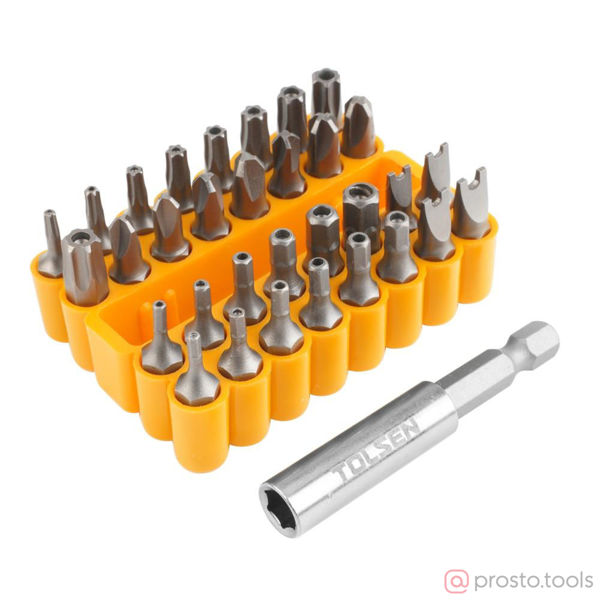 Изображение Набор вставок (бит) 1/4" Security hex, TorxTR, Spaner, Torg-Set, Tri-Wing, 33пр. //TOLSEN